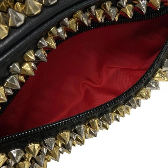 Auth CHRISTIAN LOUBOUTIN blaster Black Red Leather Rubber Mens Clutch Bag - Picture 15 of 16